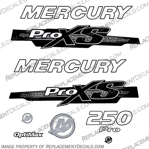 Mercury 250hp ProXS 2013+ Style Decals - White/Black  pro xs, optimax proxs, optimax pro xs, optimax pro-xs, pro-xs, 250, hp, INCR10Aug2021