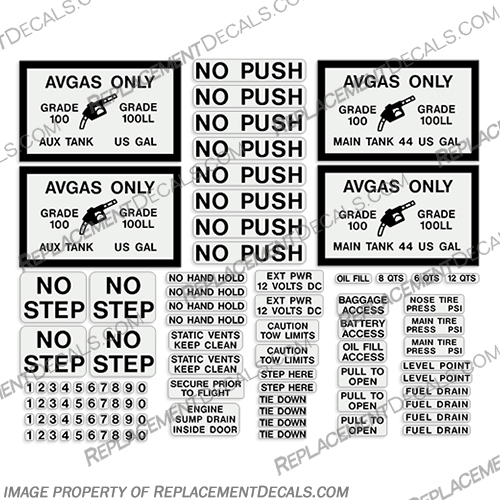 Cessna C-100/200 Series Exterior Decals - Placards cessna, c, 100,200, 100/200, c-100/200, series, exterior, decals, black, airplane, drone, aircraft