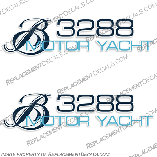 Bayliner Boats Motor Yacht 3288 Decals (Set of 2) boat, logo, decal, bay, liner, bayliner, sun, bridge, Motor, Yacht, Motor Yacht, 3288