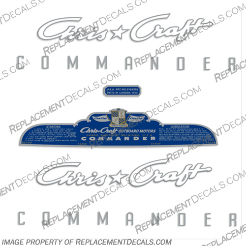 Chris Craft Commander Vintage Antique Outboard Motor Decals chris, craft, commander, vintage, antique, outboard, motor, decals