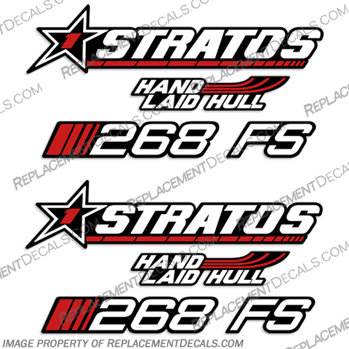 Stratos "268 FS" Hand Laid Hull Decal Kit  stratos, fs, 268, decal, decals, sticker, set, kit, boat, engine, cover, hand, laid, hull, 268fs, 