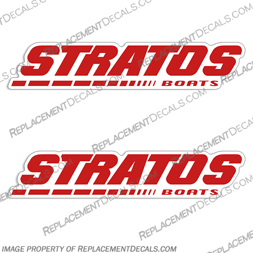 Stratos Boats Red Hull (Set of 2) Boat Decals Stratos, Boat, Boats, w/, with, Star, 1, Decal, Decals, Lettering, Logo, Set, of, 2, Set of 2, Two, Red, Hull