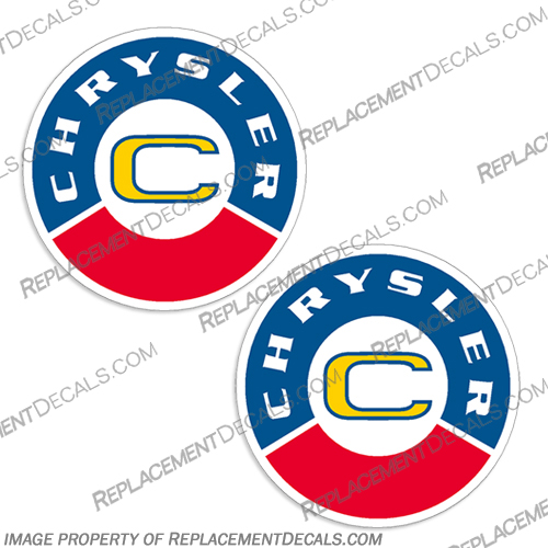 Chrysler Logo Emblem Boat Decals (Set of 2) - Style 2 Chrysler, Logo, Emblem, Boat, Decals, Style 2, Round, Set of 2