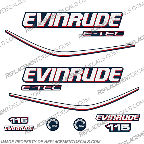 Evinrude 115hp E-Tec Decal Kit - 2009 - 2014 Blue Cowl Engine 115, 04, 05, 06, 07, 08, etec, johnson, evinrude, bombardier, blue, cowl, 09, 10, 11, 12, 13, 14, 2009, 2010, 2011, 2012, 2013, 2014, outboard, motor, engine, boat, decal ,set, stickers, decals, 