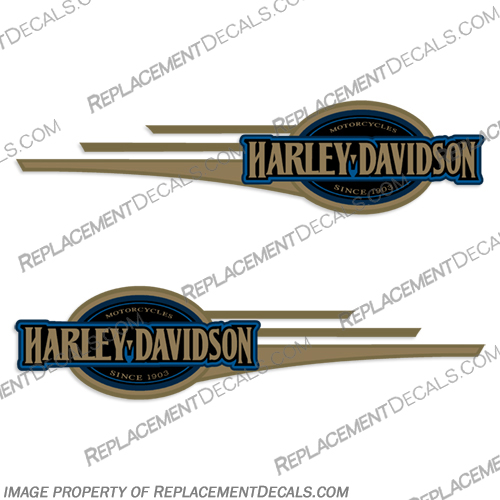 Harley-Davidson Heritage Softail Decals 2006 and up (Set of 2) - Gold and Blue Harley, Davidson, Harley Davidson, soft, tail, 2005, 2006, 2007, 2008, softail, soft-tail, harley-davidson, softtail, INCR10Aug2021