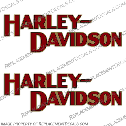 Harley Davidson Fuel Tank Decals (Set of 2) - Style 30 Harley, Davidson, Harley Davidson, 30, thirty, red, gold, black