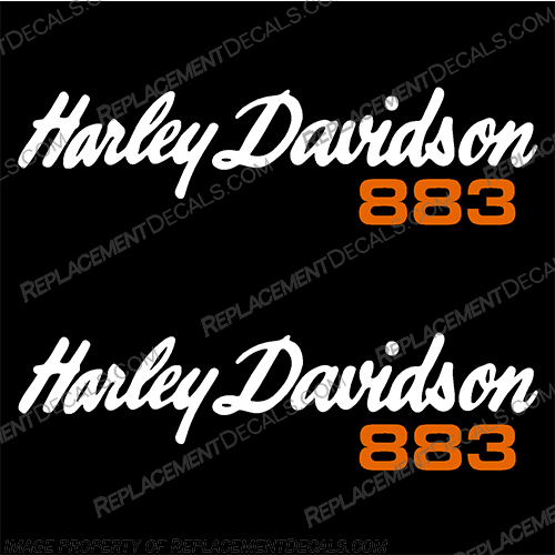 Harley Davidson Sportster XL 883 1988 Decals White / Orange (Set of 2)  harley, harley davidson, harleydavidson, fuel, xl, 1988, 88, fat, boy, sport, sportster, 883, 1448095, Orange, white