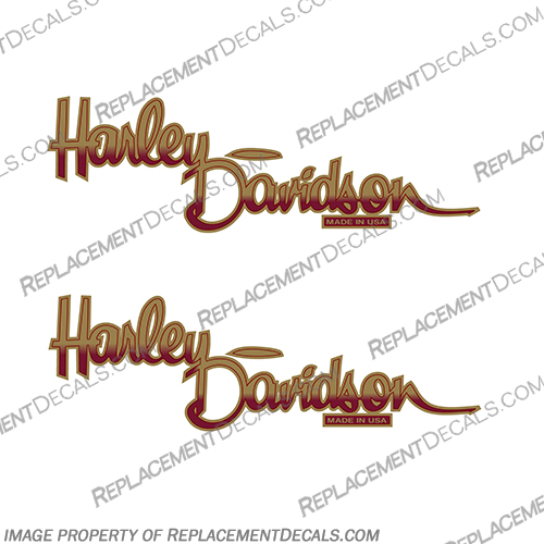 Harley-Davidson Fuel Tank Motorcycle Decals (Set of 2) - Style 13 (Red / Gold Metallic) harley davidson, harley, davidson, style 13, 14164-87, 14164