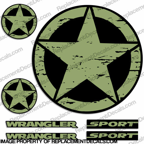 Jeep Wrangler Sport Military Star Decals - Any Color!