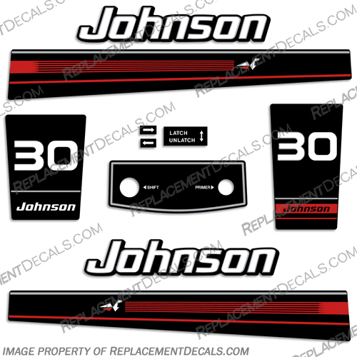 Johnson 30hp Decal Kit 1994 1995 1996  johnson, 30, 30hp, decal, kit, stickers, outboard, 1995, 95, decals, 1996, 96,  johnson, decals, hp, 1994, 1995 ,1996, outboard, motor, engine, decal, stickers