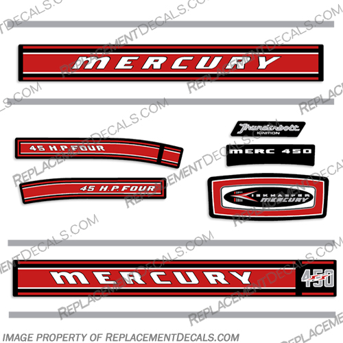 Mercury 1968 45HP Outboard Motor Engine Decals Mercury, 1968, 45hp, 45, hp, Outboard, Motor, Engine, Decal, Decals