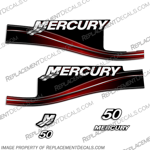 Mercury 50hp 2 Stroke Decal Kit 2005 - 2009 50 hp, 2 stroke, 2005, 2006, 2007, 2008, 2009, INCR10Aug2021