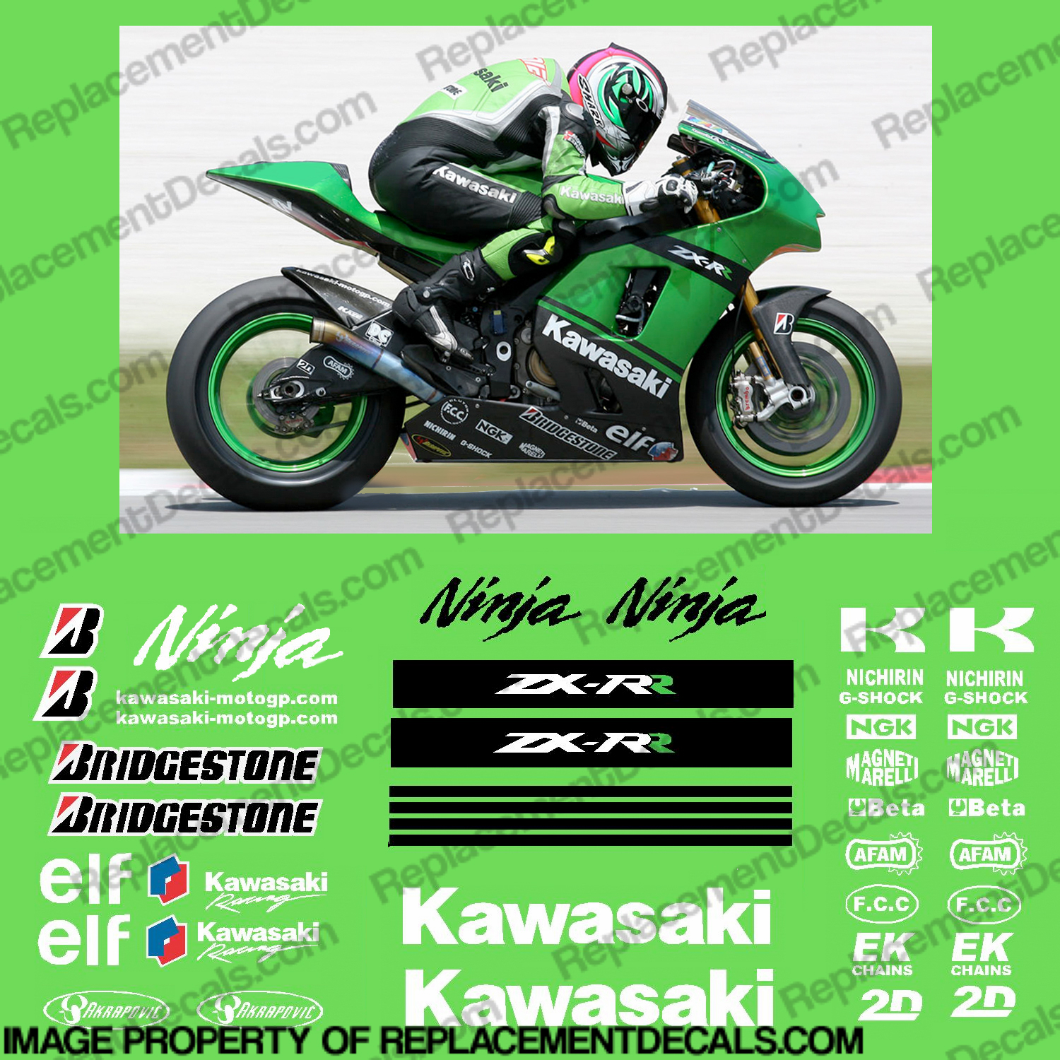 Kawasaki - Kawasaki MotoGP Race Decal Kit - 2007 #R-K-ZX-RR-07