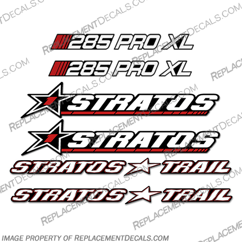 Stratos Boats 285 Pro XL Decal Package  Gen. 1 stratos, boats, 285, pro, xl, boat, decals, generation, 1, decal, kit