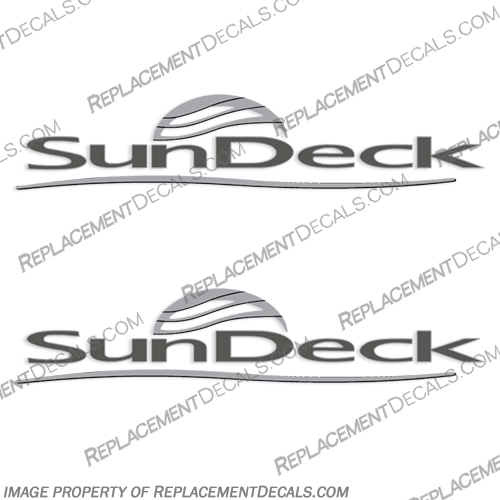 Sea Ray Sundeck Boat Logo Decal (set of 2) - Silver Version sea, ray, sun, deck, searay, sundeck, edge, water, color, sea, vee, seevee, seavee, boat, hull, lettering, logo, decal, sticker, kit, set, silver, version