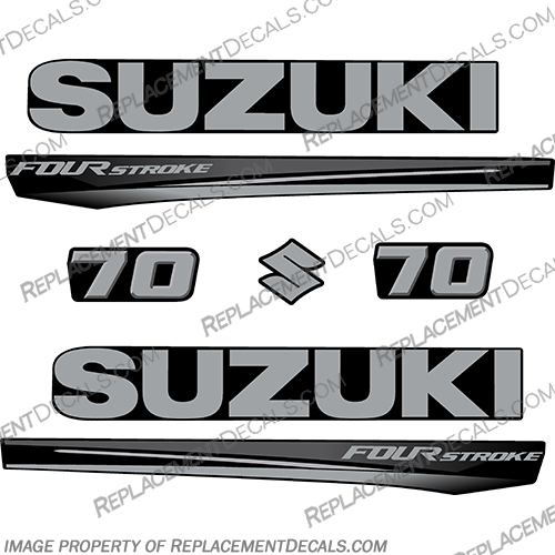 Suzuki 70 Fourstroke New 2017 and Up - Black Cowl suzuki, 50, 50hp, 60hp, 60,70, 70hp, 2017, 2018, 2019, 2020, 2021, 2022, Black, Black Cowl, red, red cowl, new, style, decal, decals, set, kit, stickers, outboard, engine, motor, fourstroke, silver