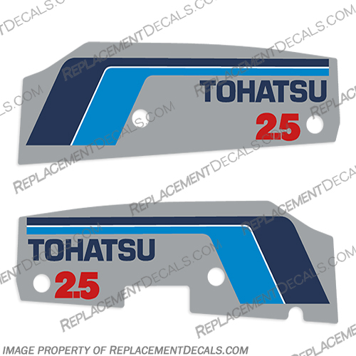 Tohatsu 2.5hp Decal Kit - Mid 1980s tohatsu, 2.5, 2.5hp, 2.5 hp, mid, 80s, 1980, boat, decal, set, engine, decals, outboard, 