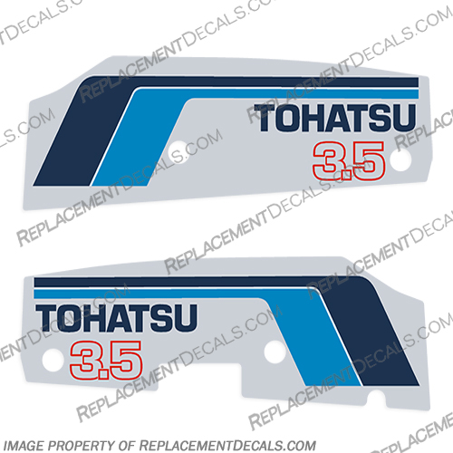 Tohatsu 3.5hp Decal Kit - Mid 1980s tohatsu, 3.5, 3.5hp, 3.5 hp, mid, 80s, 1980, boat, decal, set, engine, decals, outboard, 