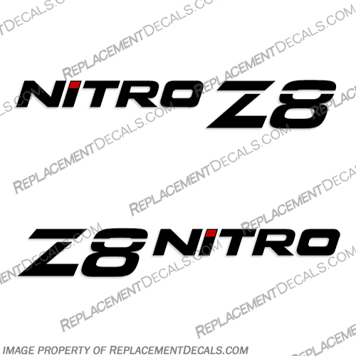 Tracker Marine Nitro Z8 Boat Decals - Black w/Red Accent nitro, boat, decal ,gold, outline, various, sizes, z8, z 