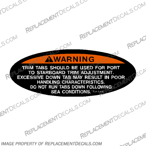 Warning Decal - "Trim tabs should be.." - 1704136 warning, decal, sticker, boat, motor, engine, sngle, trim, tabs, should, be, 1704136,