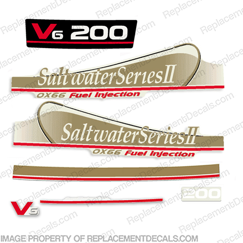 Yamaha 200hp Saltwater Series Ii Ox66 Fuel Injection Decals Gold